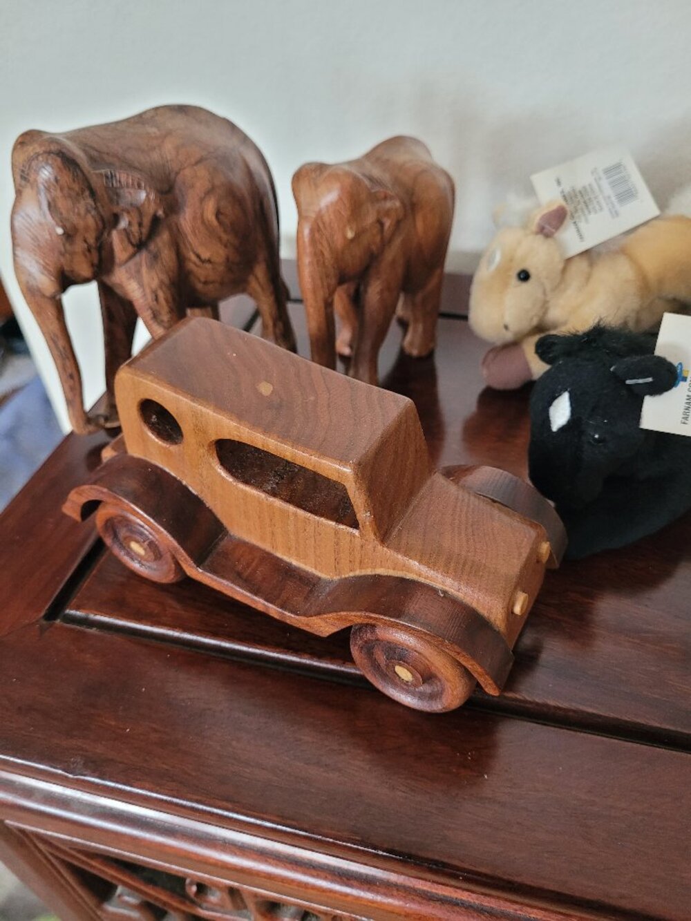 Lot of 5 NWT Aurora World 2 Ponies Black Tan- 2 Elephants - 1 Hand-carved Car